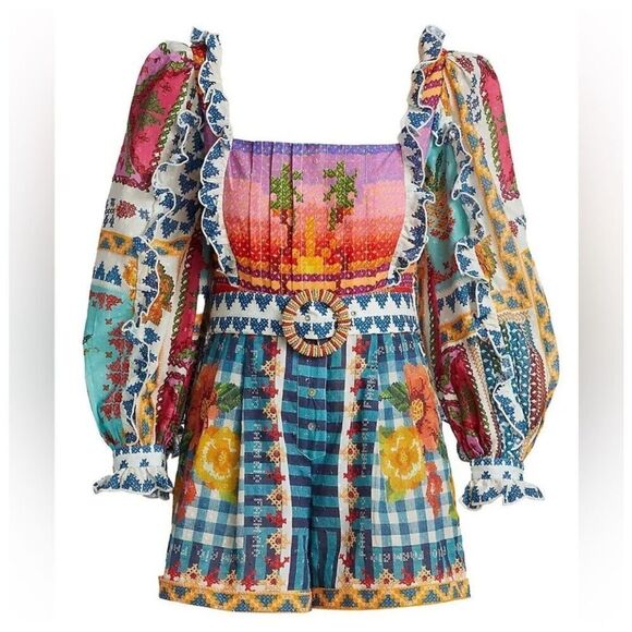 FARM Rio Pants - NEW!! FARM RIO SUMMER STITCHES ROMPER- SIZE SMALL